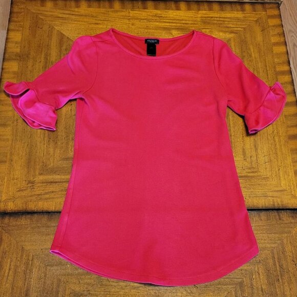Ann Taylor Factory Tops - Ann Taylor Red Ruffled Sleeve Top